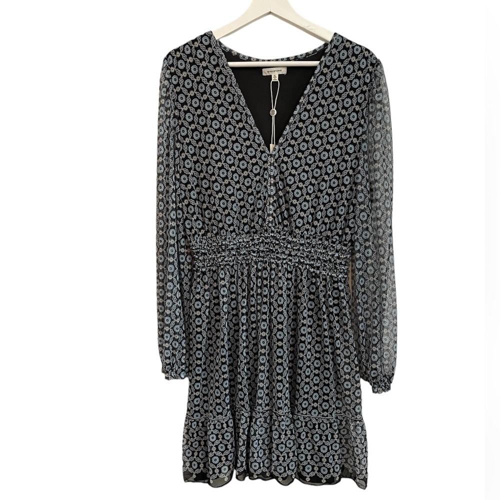 NWT Boho dress by Max Studio - Blue floral pattern - Size XL